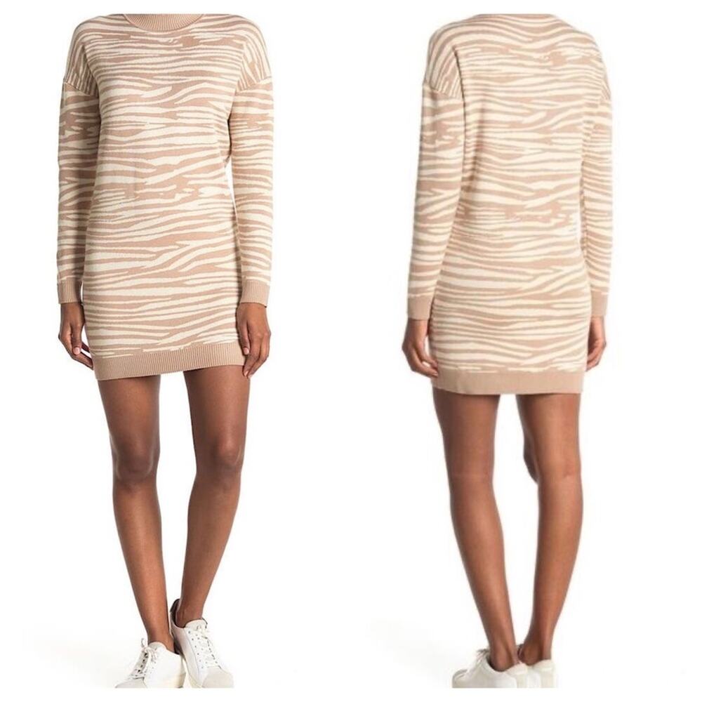 WAYF Intarsia Zebra‎ Print Sweater Dress Size XS New with Tags